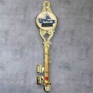 Vintage 1959 souvenir thermometer designed to look like a decorative key